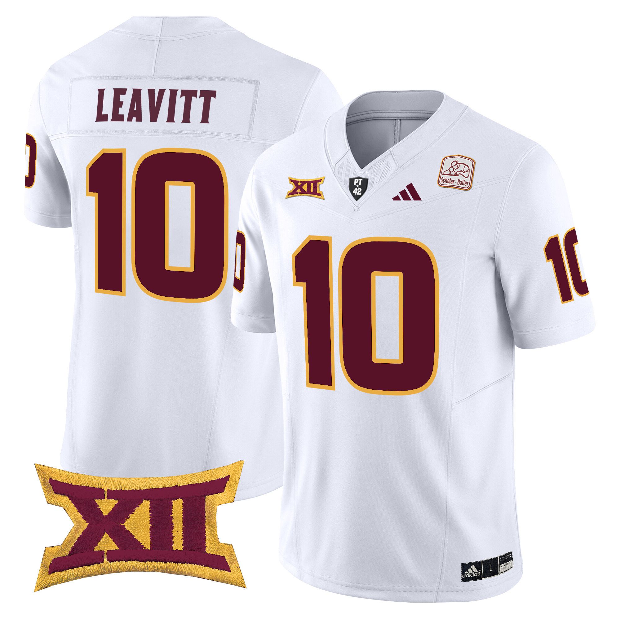 Men Arizona State Sun Devils #10 Leavitt White Red 2024 Vapor Limited NCAA Jersey